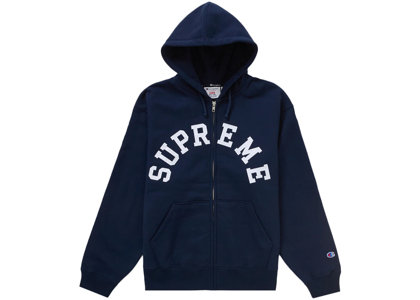 Supreme Champion Zip Up Hooded Sweatshirt Navy